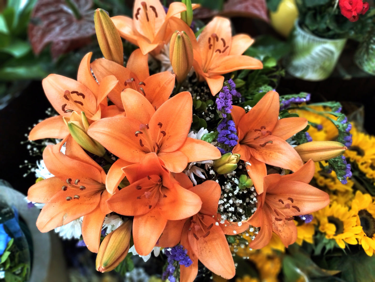 Buquê de lirios laranjas