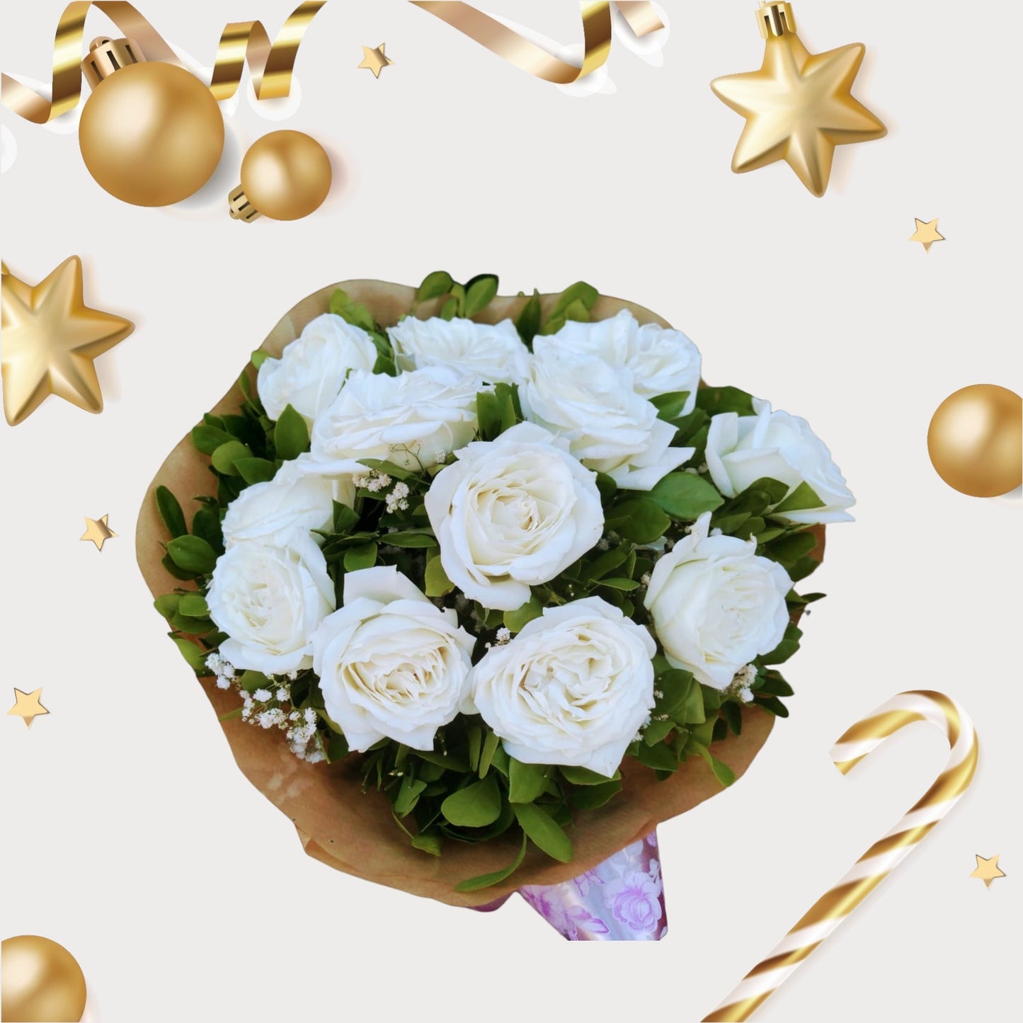 Buquê com 12 Rosas Brancas nacionais