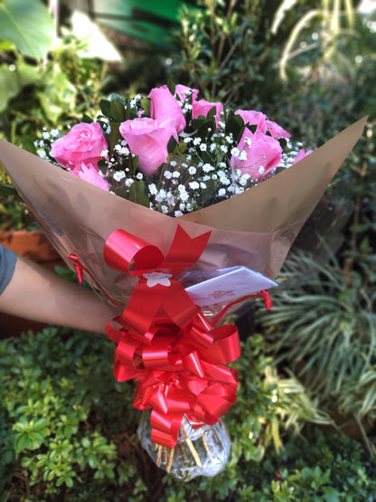 Buquê 24 rosas rosa