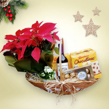 Cesta de presente com flores Premium Natal - Sodel Flores