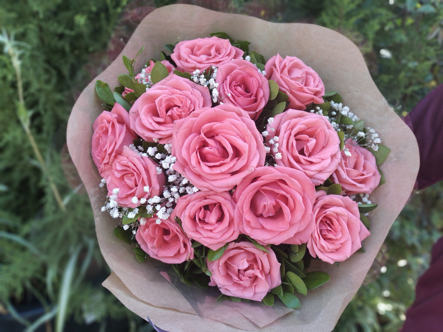 Buquê de rosa coral