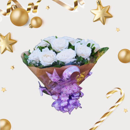 Buquê com 12 Rosas Brancas nacionais